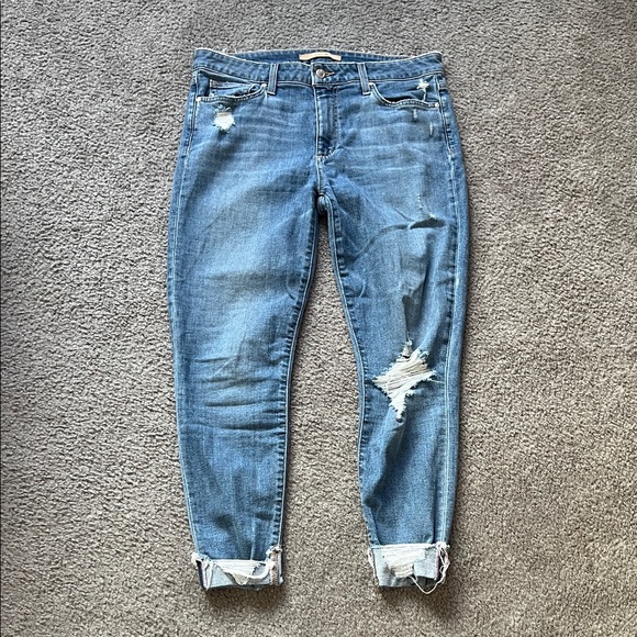 Joe's Jeans Light Blue Distressed Cropped Jeans - Picture 1 of 8